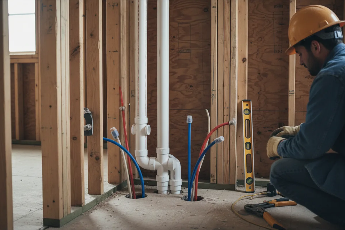 Drain and supply rough-in during Garbage Disposal Repair in Biscoe